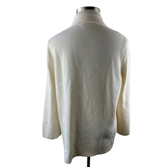 Talbots Merino Wool Blend Knit Sweater Blazer Open Cardigan Cream Plus Size 3XP - Picture 8 of 9